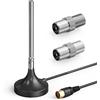 Ancable FM/DAB+ Radio Rod, Ancable DAB+/FM/FM Antenna da camera con 2 adattatori per ricezione radio stereo, sintonizzatore radio portatile e ricevitore HiFi (nero)