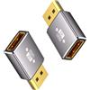 Duttek Adattatore extender Displayport 8K, adattatore DisplayPort 1.4 maschio a femmina (8K/60Hz, 4k/144Hz), Display Port 32,4 Gbps per PC, laptop, confezione da 2