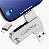 Chasisna [Senza App] Chasisna Chiavetta USB 128 GB per iphone, 3 in 1 Chiavetta per 1Phone per scaricare foto e video Argento Memoria Esterna per iphone,1Pad, PC e Android con 10S,USB e connettore Type C