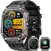 Mingdaln Orologio intelligente militare per uomini con GPS/bussola, assistente vocale GPT, display HD 2.01, chiamate Bluetooth, tracker fitness con modalità, compatibile con Android e iOS (Nero)