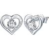 Lydreewam Cuore Orecchini Donna Argento 925 Orecchini a Bottone con Zirconi Compleanno Festa della Mamma Regalo di Natale per Mamma Moglie Fidanzata