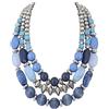 BOCAR Collana Statement Chunky a 3 Strati con Perline in Acrilico e Legno, Stile Boemo per Donna (NK-10625-True Navy)