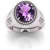 RRVGEM Anello in ametista 11,00 Ratti con pietra di ametista placcato argento, anello regolabile per uomini e donne, Metallo, Ametista