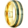 King Will Nature - Anello nuziale da uomo, 8 mm, con inserto in legno verde, in carburo di tungsteno nero, bombato, misura, 64.7 (20.6), Metallo non prezioso, Nessuna pietra preziosa