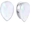 Mesnt 2 Pezzi Set Dilatatori Lobo Acciaio, 19mm Plugs e Tunnels Piercing Expander Stretchers Forma di Goccia d'Acqua, Argento