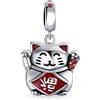Bling Jewelry Kitten Pet Animal Lover Red Heart Saying Words I Love My Cat Dangle Charm Bead For Women For Teen .925 Sterling Silver Fits European Bracelet