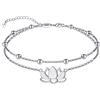 LINGBG JEWELRY Cavigliera in argento Sterling 925, per donna, con fiore di loto, cavigliera a strati, chakra, per compleanno, laurea, ispirazione, yoga, idea regalo