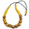 Avalaya Collana in corda di cotone con perline di legno graduate in giallo/nero, lunghezza 64 cm