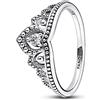 PANDORA Anello Moments Regal con tiara in argento Sterling con zirconia cubica trasparente, 58
