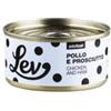 Generico Lev Umido Sfilaccetti Gatto Adult Pollo e Prosciutto, alimento complementare per gatti adulti di tutte le taglie e razze, gusto Pollo e Prosciutto | 12 scatolette da 70 grammi l'una.