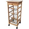 Meyvaser.com Ecommerce Company Meyvaser Carrello da cucina in legno, Carrello da cucina con ruote salvaspazio, 1 cassetto e 4 vassoi in metallo 85x37x37 Cm Colore Miele