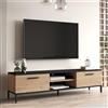 [en.casa] Mobile TV Armadietto Basso con Ante a Ribalta e Scomparti Aperti con Fori Passacavi Consolle Basso Porta TV 39 x 160 x 35 cm Rovere/Nero
