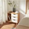 [en.casa] Comodino a 3 Cassetti e Scomparto Aperto Tavolino Basso Laterale Mobiletto Contenitore per Camera da Letto Soggiorno Ingresso 55 x 48 x 30 cm - Effetto Rovere/Bianco