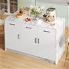 VICONELISE Isola Della Cucina 120 x 60 x 90,5 cm, Carrello da Portata Con Piano di Lavoro Estraibile, Armadio con Ante e Cassetti(Bianco)