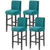 WWQQKJ Coprisedie per Bar, Jacquard Fodere Sedie con Schienale Elasticizzato Coprisedie con Schienale Basso con Lavabile in Lavatrice per Soggiorno(Teal,4ps)