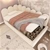 VICONELISE Divano Letto Singolo con Contenitore 90x190 con vano Idraulico, Struttura Letto con Pannelli Laterali intercambiabili, Letto Imbottito con Rete a Doghe, Senza Materasso(Beige)