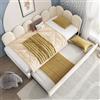 VICONELISE Divano Letto Singolo 90x200 con Letto Estraibile 90x190, Struttura Letto con Pannelli Laterali Intercambiabili, Letto Imbottito con Rete a Doghe, Senza Materasso(Beige)