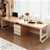 GAOCUNBING Scrivania per computer, in legno, moderna, doppia scrivania da ufficio, doppia postazione di lavoro con cassetti, scrivania per computer extra lunga per casa e ufficio in legno, 200 cm