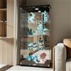 FEEOHOME Vetrina in vetro, vetrina da collezione con LED, trasparente vetrina su piedistallo vetrina temperato moderna in vetro 4 strati con 2 ante per soggiorno e camera da letto, ufficio, 80 x 36 x 164 cm