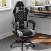 WOLTU Sedia Gaming con Massaggio, Poltrona Ufficio Ergonomica, Ampia Sedia Girevole Imbottita per Computer con Cuscino Lombare Massaggiante, Carico 150 Kg, Tessuto a rete Nero+Grigio