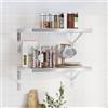 IBUQDDV Ripiano Salvaspazio Cucina Mensole Da Muro Design Mensola Da Muro Mensole Bagno Mensole a Muro 2 pz 50x30x3 cm Argento in Acciaio Inossidabile per Soggiorno Bagno Sala Studio Camera Da Letto