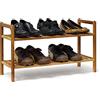 Relaxdays 2x Set Scarpiera in Legno di Noce, Porta Scarpe Impilabili, 2 Ripiani per 6 Paia Ognuno, Mobiletto, Scaffale, Naturale