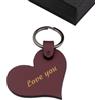 Munkiy Italy Portachiavi a Forma di Cuore in Vera Pelle - Artigianale Made in Italy - Idea Regalo Donna - San Valentino Compleanno Anniversario (Borgogna - Love you, Gift Box)