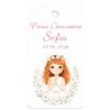 Generico Set 30 Tag Bomboniere Prima Comunione Personalizzate con Nome e Data - Etichette in Cartoncino Premium 250 g - Ideali come Segnaposto o Decorazioni per Bomboniere (BAMBINA ROSSA)
