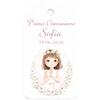 Generico Set 30 Tag Bomboniere Prima Comunione Personalizzate con Nome e Data - Etichette in Cartoncino Premium 250 g - Ideali come Segnaposto o Decorazioni per Bomboniere (BAMBINA CASTANA)