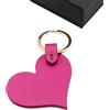 Munkiy Italy Portachiavi a Forma di Cuore in Vera Pelle - Artigianale Made in Italy - Idea Regalo Donna - San Valentino Compleanno Anniversario (Magenta, Gift Box)