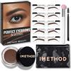 iMethod Set di timbri per sopracciglia e sopracciglia - Set di timbri per sopracciglia, kit trio, kit di stencil per sopracciglia e timbri, kit per sopracciglia, colore marrone medio