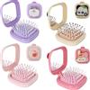 Zimoer Set di 4 Spazzole Pieghevoli per Capelli, Mini Spazzola Quadrata, Pettine a Cuscino, Design a Cartoni Animati, Portatile, con Specchio, Adatta per l'Uso in Viaggio, Massaggia Il Cuoio Capelluto