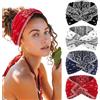Kavya Fascia Capelli Donna Cerchietto Capelli Donna 4 Pezzi - 7'' Extra Large Elastico Boho, Turbante Fasce per Capelli Bandana Headband per Yoga, Skincare e Lavoro Quotidiano