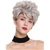 WIG ME UP - DW-2700-51 Parrucca Donna Corta Cotonata Voluminosa Ondulata Grigio argento chiaro