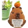 Generico Peluche All'Uncinetto Broccolo Positivo - 11x7cm Ispirazionale Capibara Giocattolo Di Peluche Fatto A Mano | Animale All'Uncinetto , Decorazione Per La Casa, Regalo Di Conforto Per Sostegno E Co