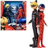 Bandai - Miraculous Ladybug - 2 bambole articolate da 26 cm Ladybug & Chat Noir, accessori - Figure articolate ispirate alla serie animata - Pacchetto Miraculous - Set di gioco per bambini 4+ - P50365