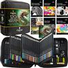 Castle Art Supplies Set di Strumenti Misti | 120+ Matite: Colorate, Acquerellabili, Pastello, Metalliche, Grafite, Carboncino | Libertà Creativa per Artisti Adulti e Coloristi