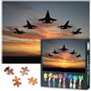 TISHIRON Puzzle da 1000 pezzi per adulti aerei da combattimento ispiratrice classica retrò militare aviazione arte impegnativa regalo per piloti e veterani silhouette tramonto 60 x 50 cm