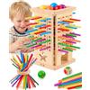 Piunemky Giochi di Società per Bambini 3-6 Anni, Giocattoli Montessori in Legno con 42 Bastoncini (Piatti & Rotondi), 6 Palline e Dadi, Gioco Educativo per la Motricità Fine, Regalo da Viaggio per Famiglia