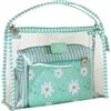 Camomilla Set Tris Beauty Trasparente con Pochette Righe e Margherite Verde Menta