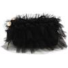 Camomilla Pochette Beauty in Tulle Nero con Frange e Fiocco Glam