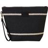Camomilla Pochette da Polso in Rafia Nera con Righe Bianche