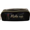 Camomilla Beauty Case "Make Up" Nero Lucido con Zip Oro