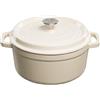 GRAND FEU Pentola in ghisa olandese - Pentola in ghisa smaltata con coperchio e manici ampi per cottura in cucina, brasatura, capacità 3,5 l, colore: bianco