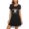 MAXMODA Camicia da Notte da Donna Divertente Camicia da Notte a Maniche Corte da Notte Estiva da Notte Teddy Bear Nero L