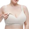 momcozy Reggiseno Allattamento per Seni Generosi in Cotone U.S., Senza Ferretto con Coppe Fisse, Copertura Totale e vestibilità Regolabile Avena 2XL