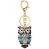 WANLIAN Portachiavi con strass a forma di gufo, ciondolo portachiavi in lega scintillante, Blu, L