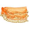 PATIKIL Foulard per danza del ventre, costume da donna per danza del ventre, gonna avvolgente con monete dorate, per lezioni di danza o yoga, Arancione, Medium