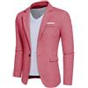 WAIDFU Giacche casual da uomo con un bottone slim fit smart blazer cappotto leggero giacca da lavoro, rosa, L