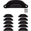 Fuxxer® - Set di 10 maniglie per cassetti antiche - Design retrò - Maniglie per credenze, credenze, cassettiere, stile casa di campagna, 98 x 32 mm, colore: nero